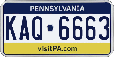 PA license plate KAQ6663