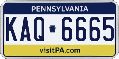 PA license plate KAQ6665