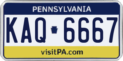 PA license plate KAQ6667