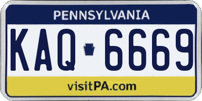 PA license plate KAQ6669