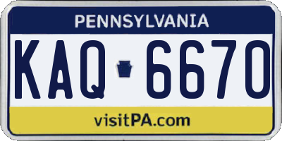 PA license plate KAQ6670