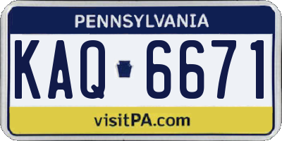 PA license plate KAQ6671