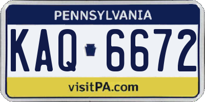 PA license plate KAQ6672