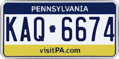 PA license plate KAQ6674