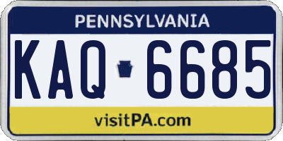 PA license plate KAQ6685