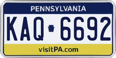 PA license plate KAQ6692