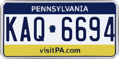 PA license plate KAQ6694