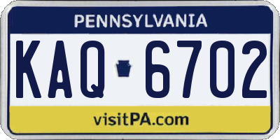 PA license plate KAQ6702