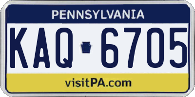 PA license plate KAQ6705