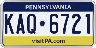 PA license plate KAQ6721