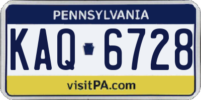 PA license plate KAQ6728
