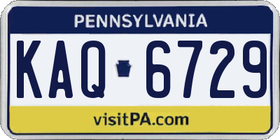 PA license plate KAQ6729