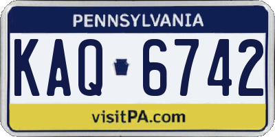PA license plate KAQ6742