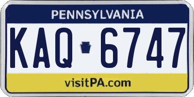 PA license plate KAQ6747