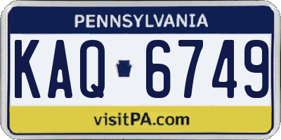 PA license plate KAQ6749