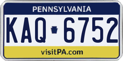 PA license plate KAQ6752