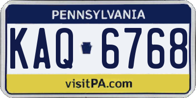 PA license plate KAQ6768