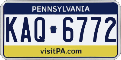 PA license plate KAQ6772