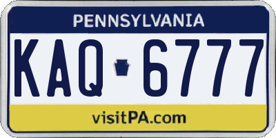 PA license plate KAQ6777