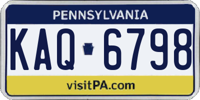 PA license plate KAQ6798