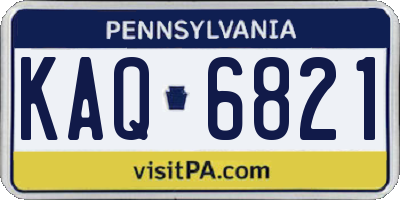 PA license plate KAQ6821