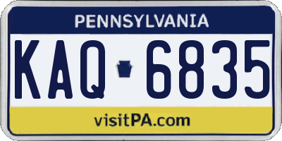 PA license plate KAQ6835