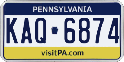 PA license plate KAQ6874