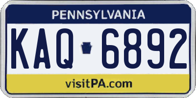 PA license plate KAQ6892