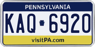 PA license plate KAQ6920
