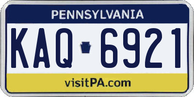 PA license plate KAQ6921
