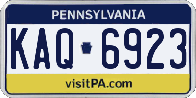 PA license plate KAQ6923