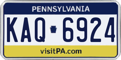 PA license plate KAQ6924