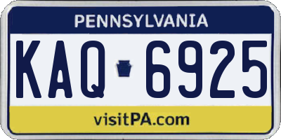 PA license plate KAQ6925