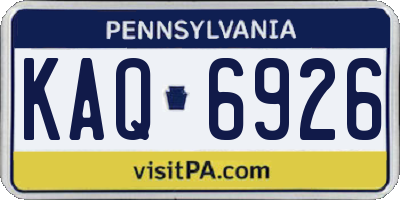 PA license plate KAQ6926