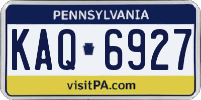 PA license plate KAQ6927