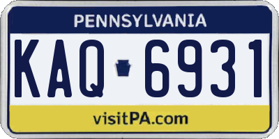 PA license plate KAQ6931