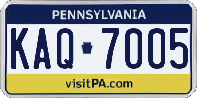 PA license plate KAQ7005