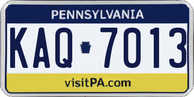 PA license plate KAQ7013