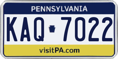 PA license plate KAQ7022