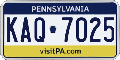 PA license plate KAQ7025