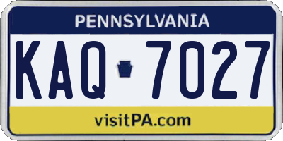 PA license plate KAQ7027