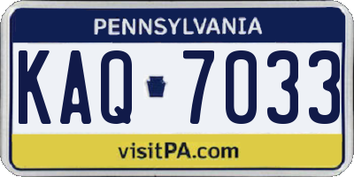PA license plate KAQ7033