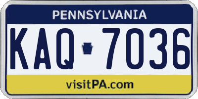 PA license plate KAQ7036
