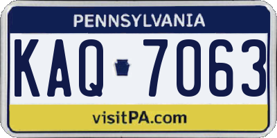 PA license plate KAQ7063
