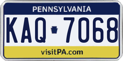 PA license plate KAQ7068