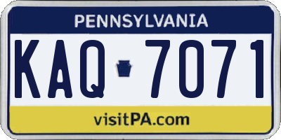 PA license plate KAQ7071
