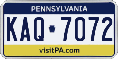 PA license plate KAQ7072
