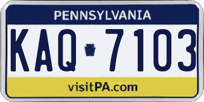 PA license plate KAQ7103
