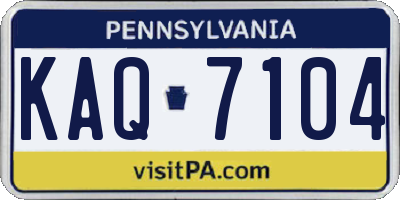 PA license plate KAQ7104