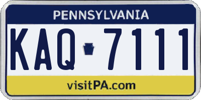 PA license plate KAQ7111
